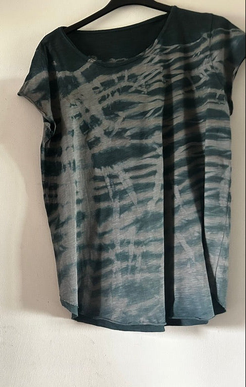 T-shirt fatte a mano- Petrolio/Grigio Fantasia