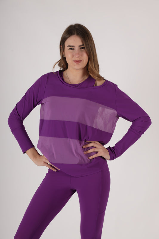 Maglietta con trasparenze - Viola