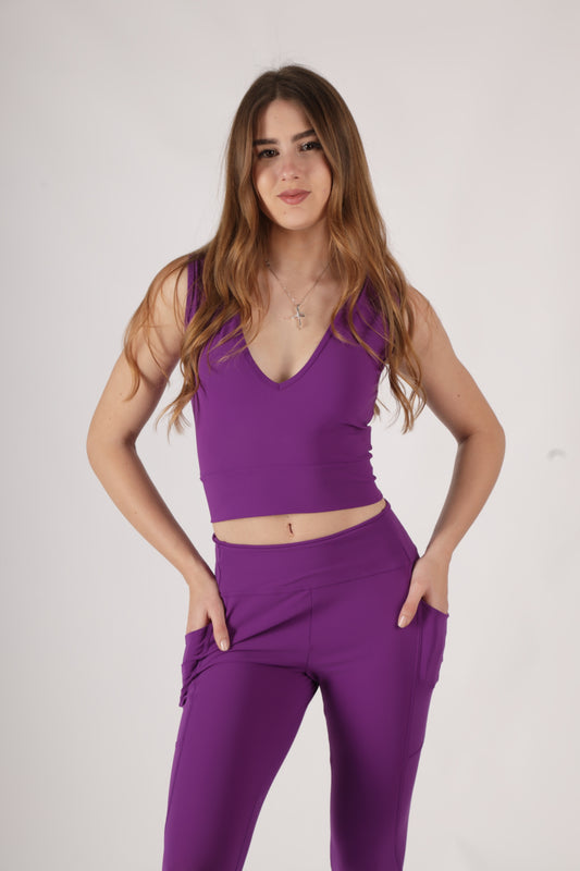 Top a V reversibile- Viola
