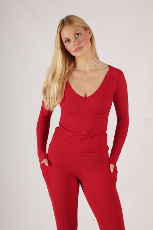 Maglietta a maniche lunghe- Rosso