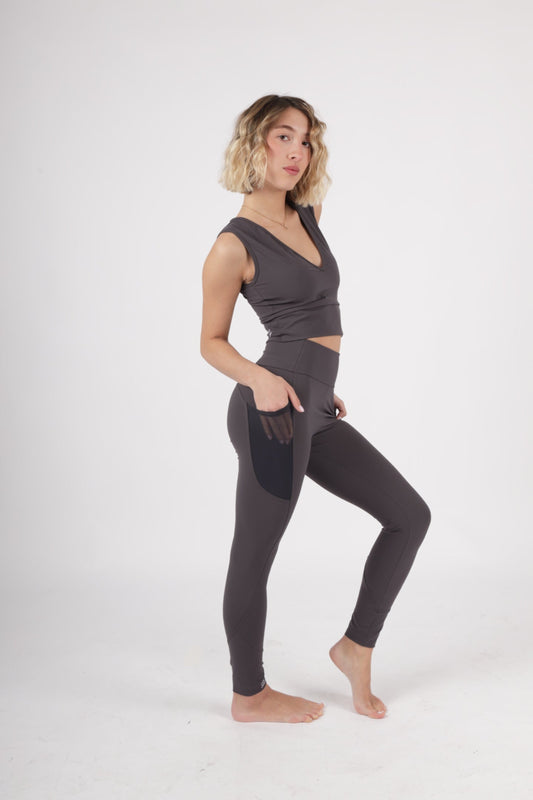 Leggings con tasca trasparente - Grigio