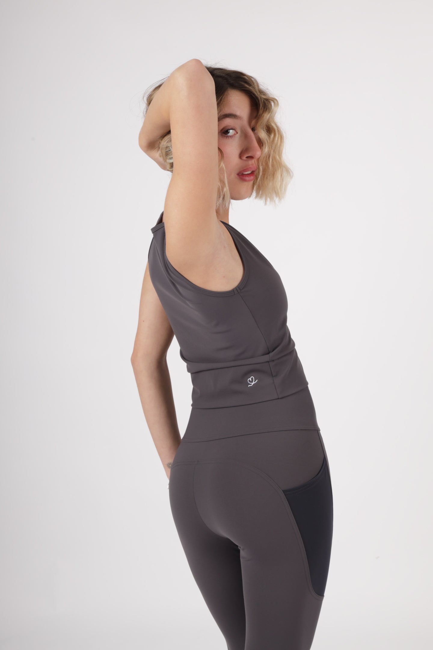 Top a V reversibile- Grigio