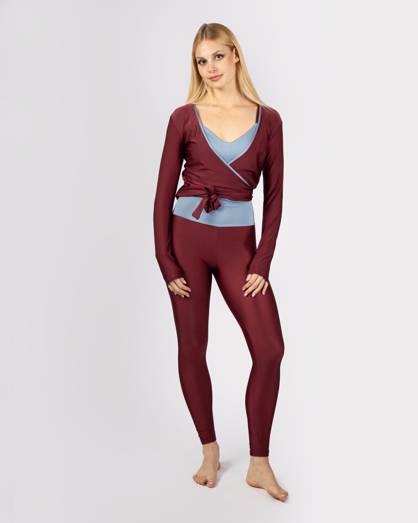 Warm-up Top - Light Blue/Burgundy