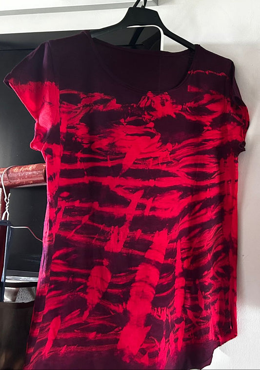T-shirt fatte a mano- Marrone Vinaccia/Rosso Fantasia