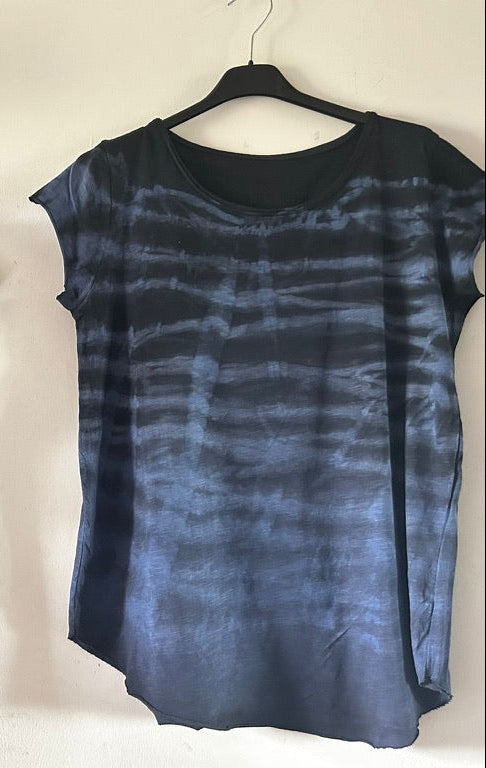 T-shirt fatte a mano- Blu/Grigio Fantasia