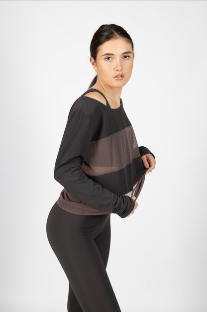 T-shirt à transparence - Anthracite chaud